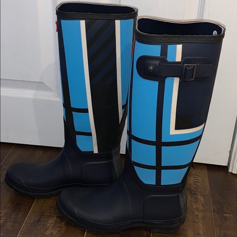 Hunter turquoise plaid tall boots - Picture 2 of 10